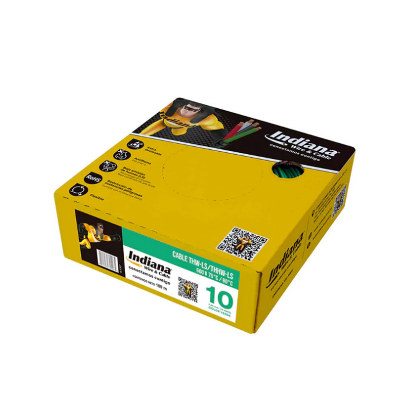 Caja de Cable Calibre 10 THW 600V 100m Verde - Indiana